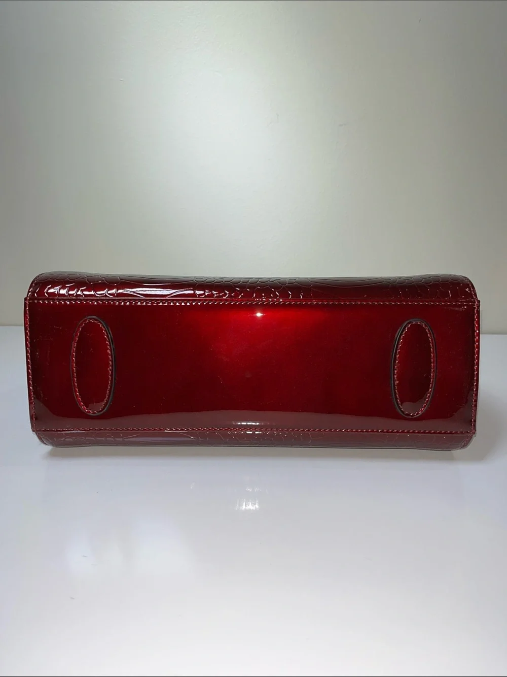 NWOT Red Leather Croc-Texture Bag